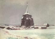 Vincent Van Gogh The old Cemetery Tower at Nuenen in thte Snow (nn040 china oil painting reproduction